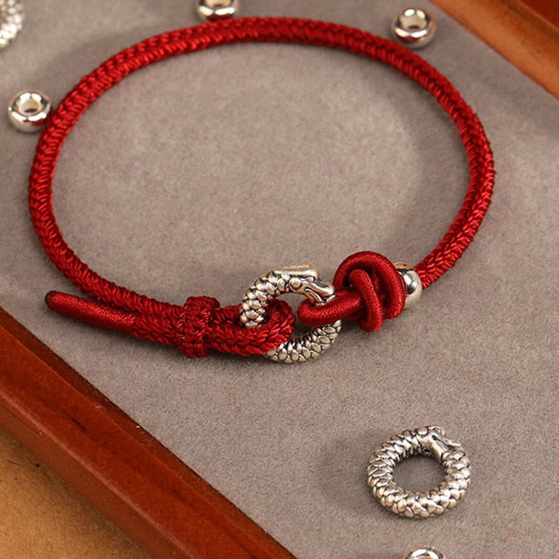 Bracelet boucle dragon paix en argent sterling