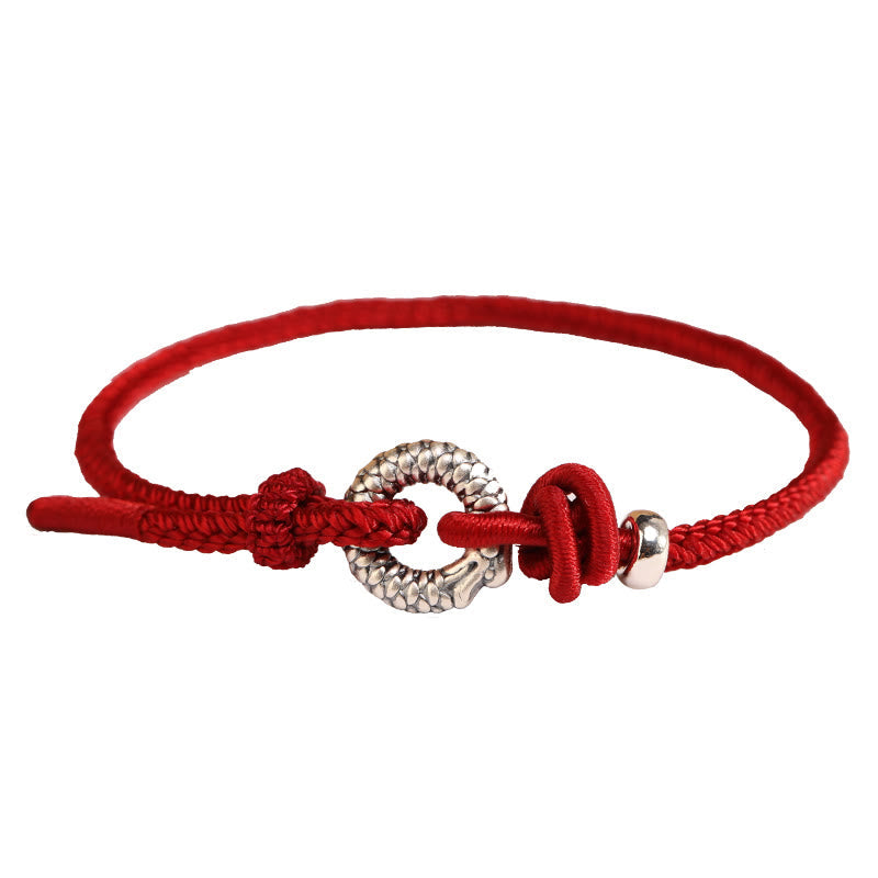 Bracelet boucle dragon paix en argent sterling