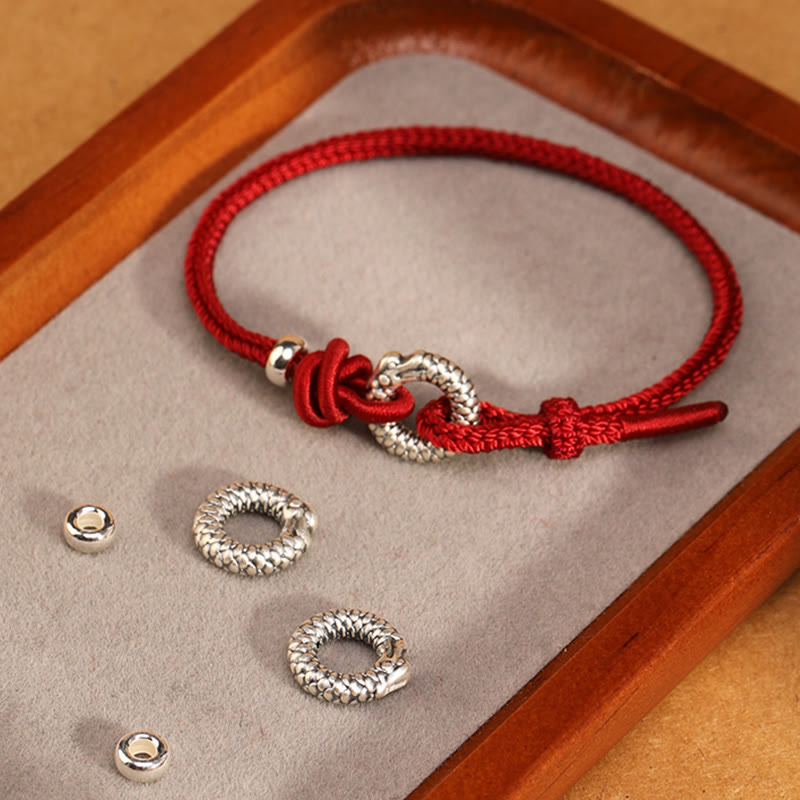 Bracelet boucle dragon paix en argent sterling