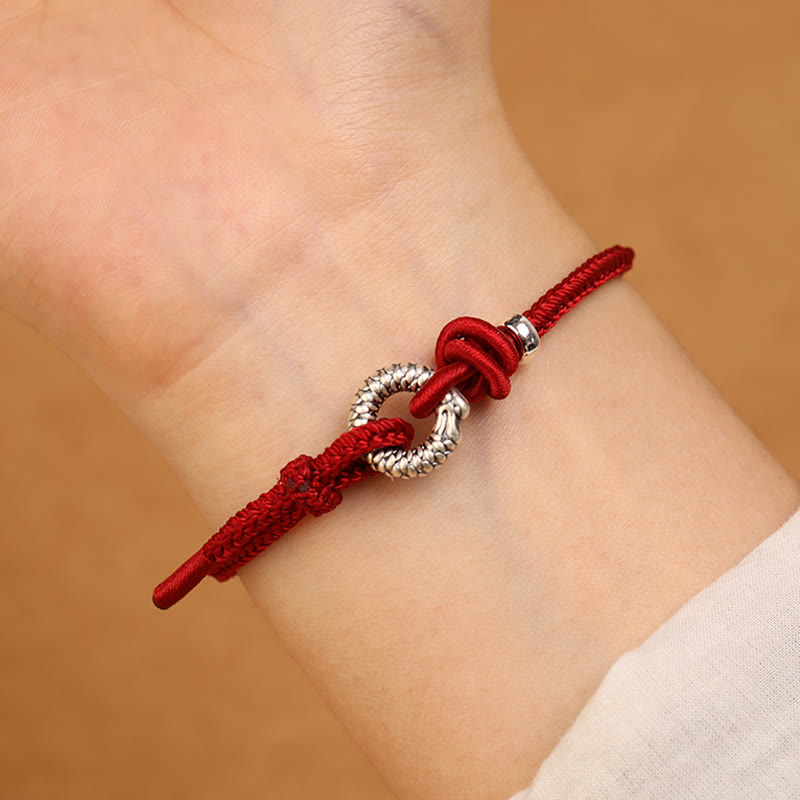 Bracelet boucle dragon paix en argent sterling