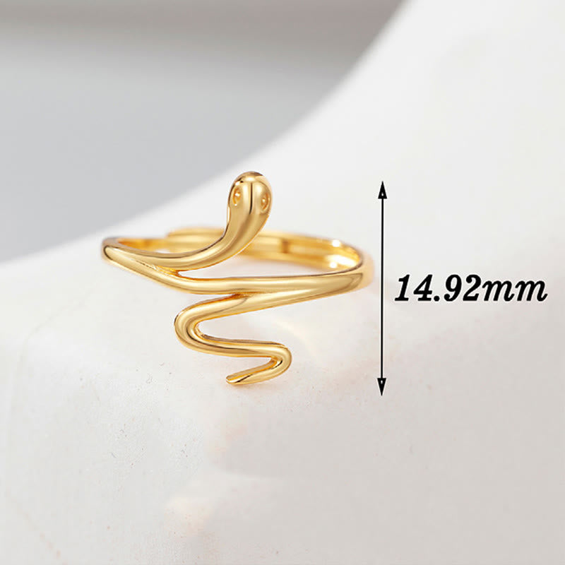 Bague serpent dorée en argent sterling pour l'équilibre et la sagesse