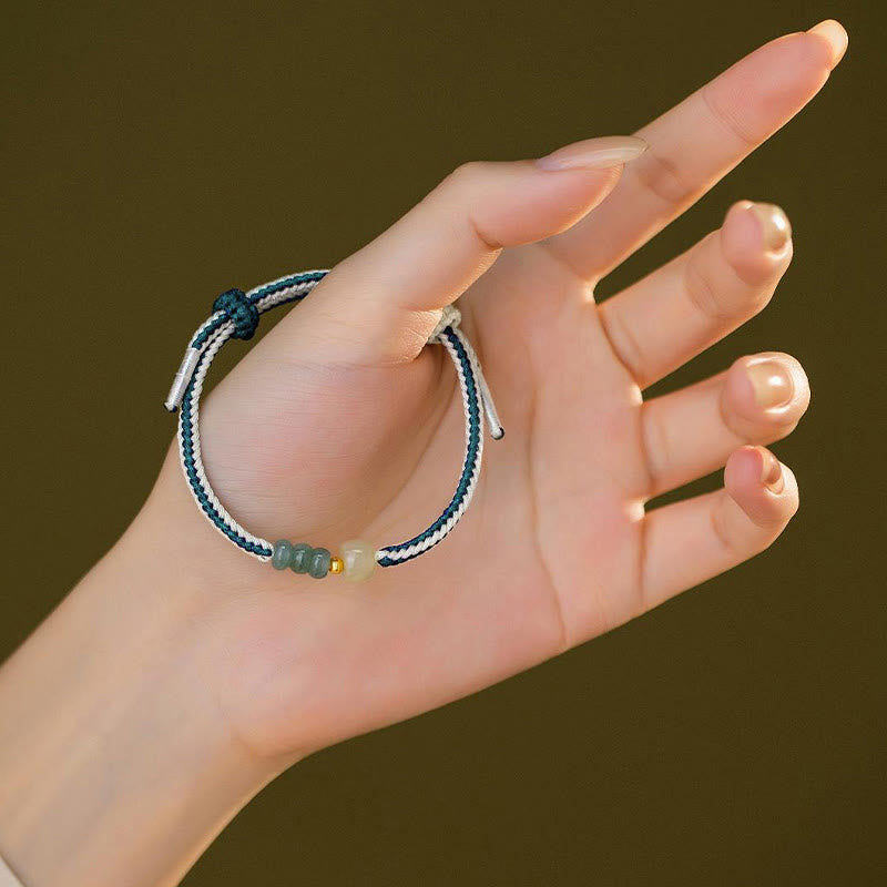 Bracelet Abondance en Argent Sterling et Jade Hetian 20 cm