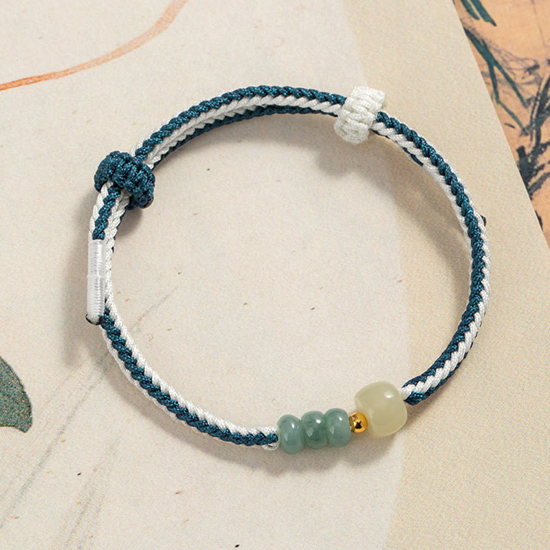 Bracelet Abondance en Argent Sterling et Jade Hetian 20 cm