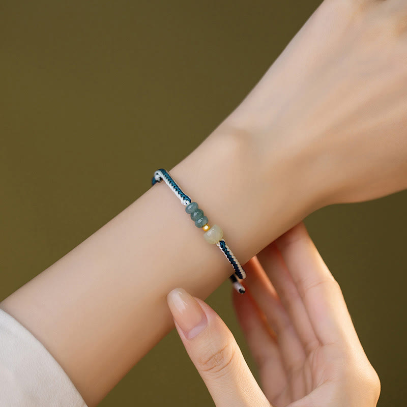 Bracelet Abondance en Argent Sterling et Jade Hetian 20 cm