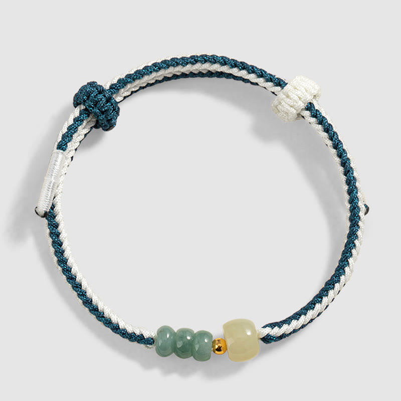 Bracelet Abondance en Argent Sterling et Jade Hetian 20 cm