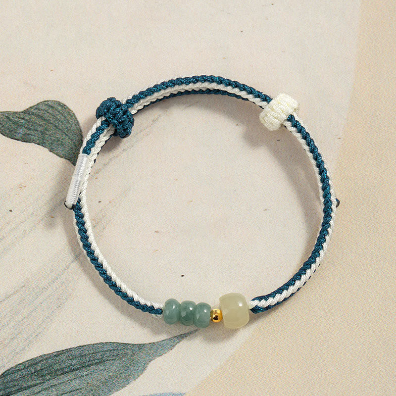 Bracelet Abondance en Argent Sterling et Jade Hetian 20 cm