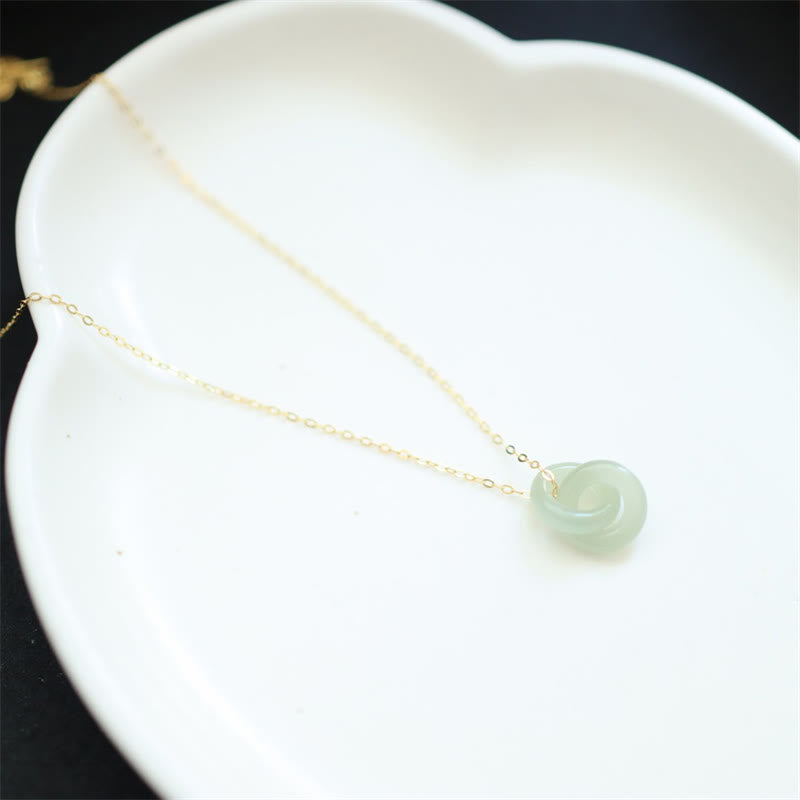 Collier en argent sterling et jade Hetian à double boucle de paix