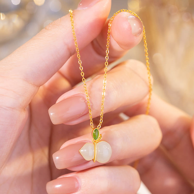 Collier en argent sterling et jade Hetian pour l'abondance