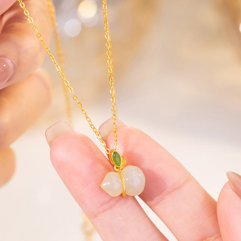 Collier en argent sterling et jade Hetian pour l'abondance
