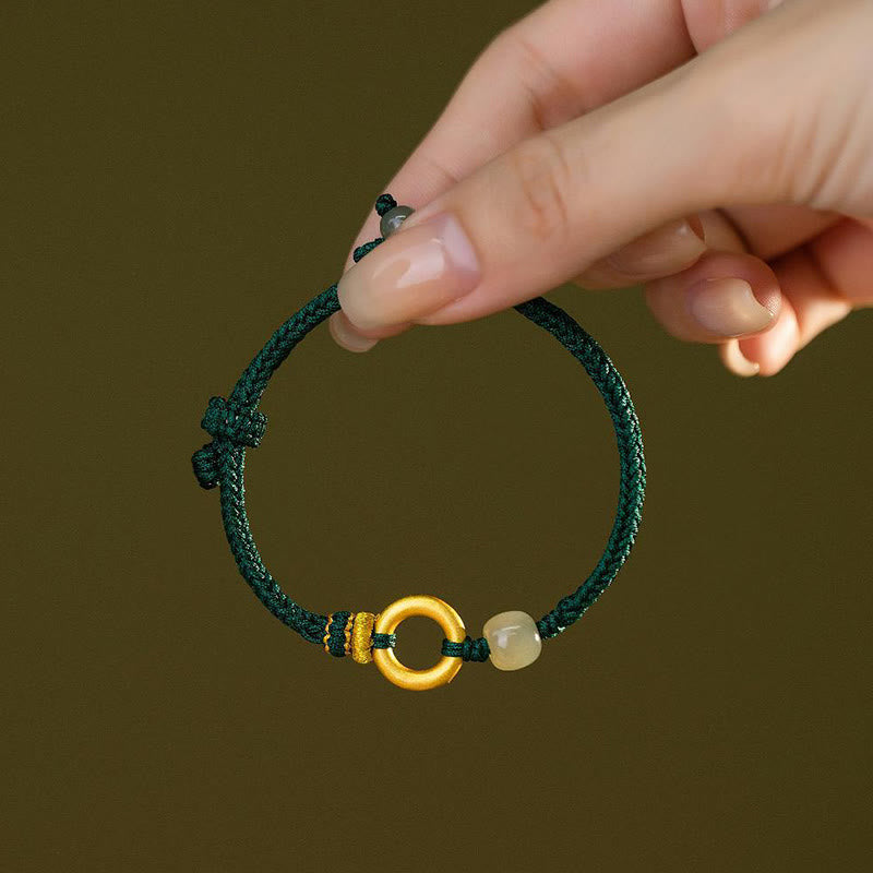 Bracelet en argent sterling et jade Hetian pour la paix et la chance