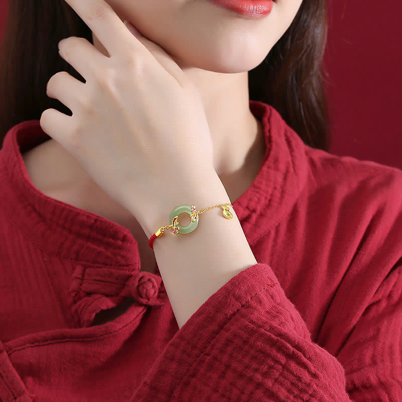 Bracelet boucle de paix en argent sterling et jade blanc Hetian