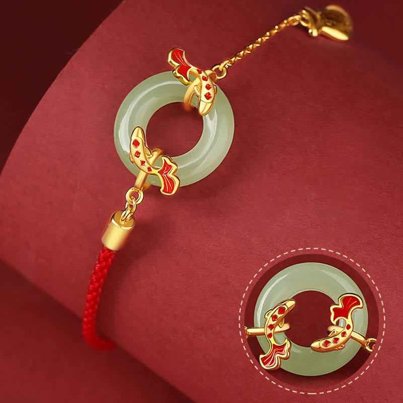 Bracelet boucle de paix en argent sterling et jade blanc Hetian