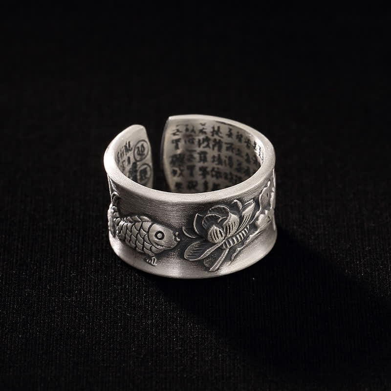 Bague porte-bonheur en argent sterling avec poisson koï, réglable, 12 mm