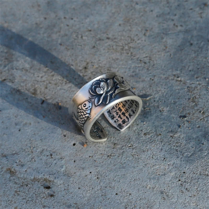 Bague porte-bonheur en argent sterling avec poisson koï, réglable, 12 mm