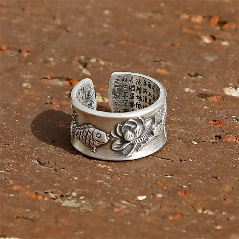 Bague porte-bonheur en argent sterling avec poisson koï, réglable, 12 mm