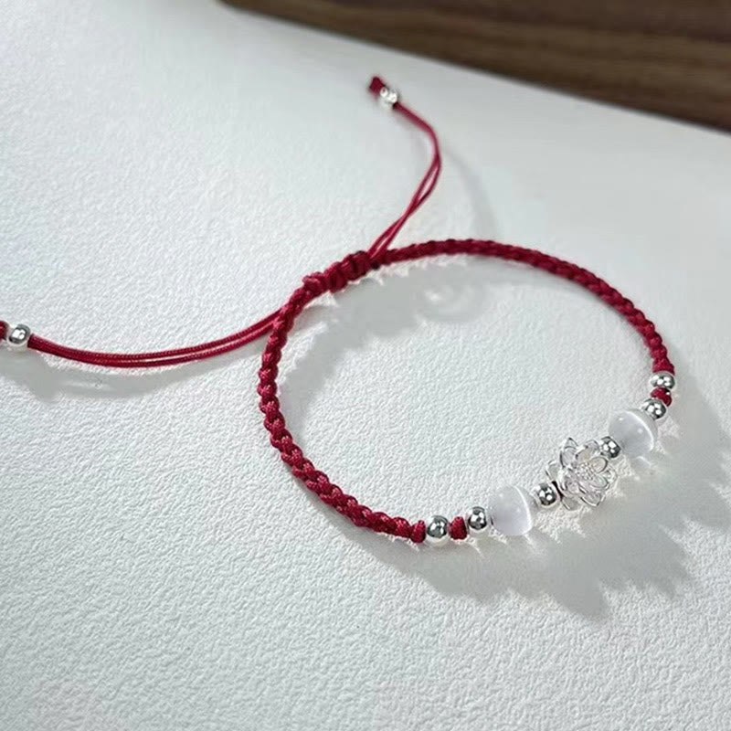 Bracelet de protection œil de chat en argent sterling avec lotus