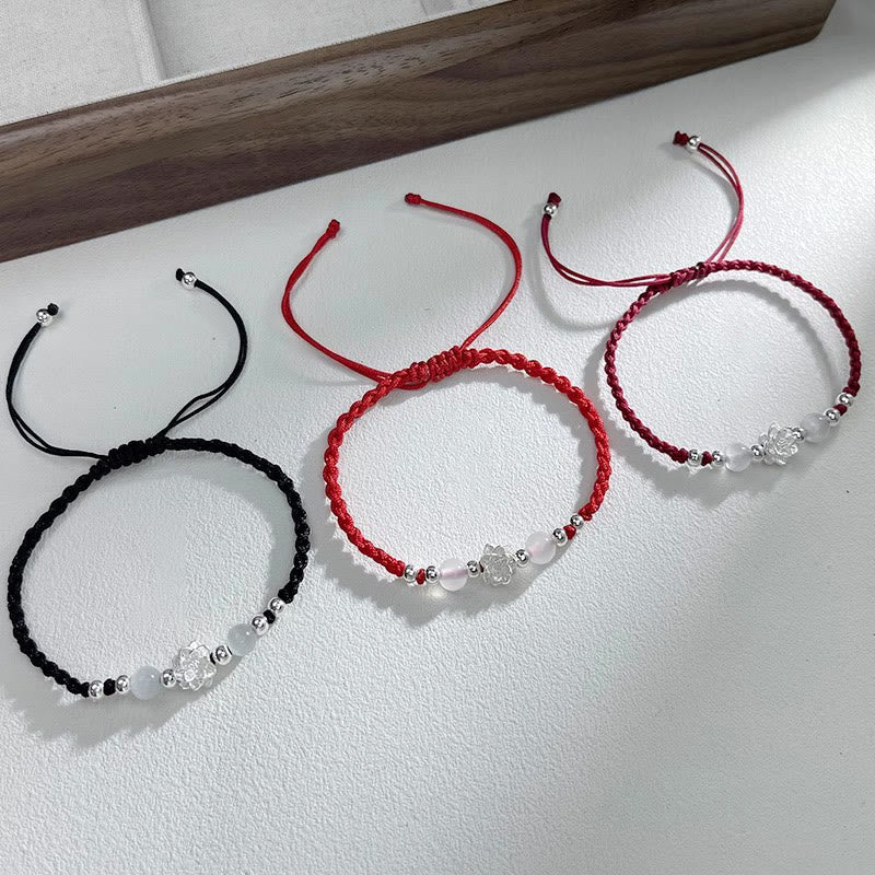 Bracelet de protection œil de chat en argent sterling avec lotus