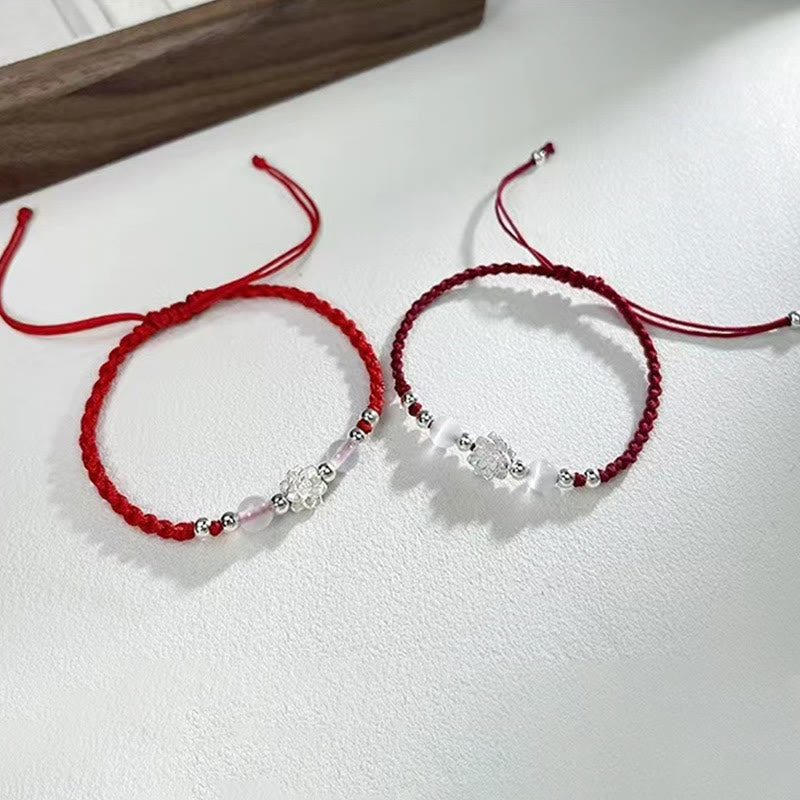 Bracelet de protection œil de chat en argent sterling avec lotus