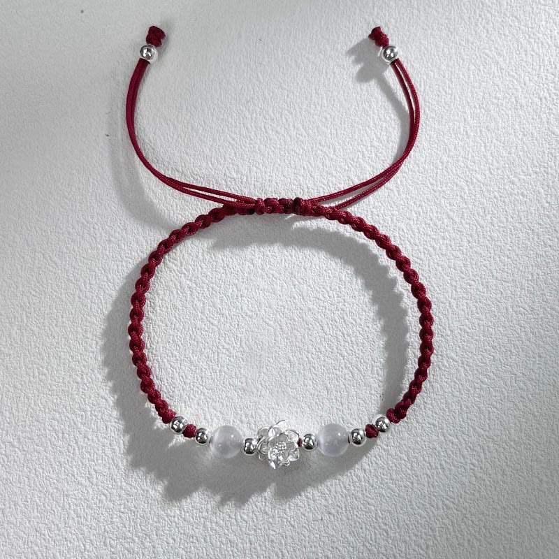 Bracelet de protection œil de chat en argent sterling avec lotus