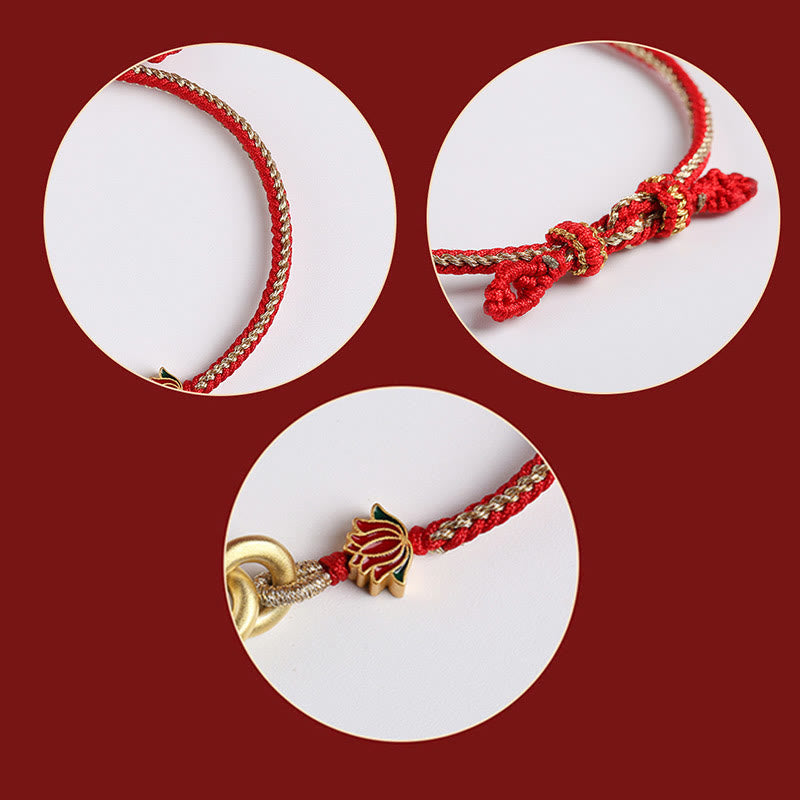 Bracelet en argent sterling avec boucle de paix et lotus pour la protection