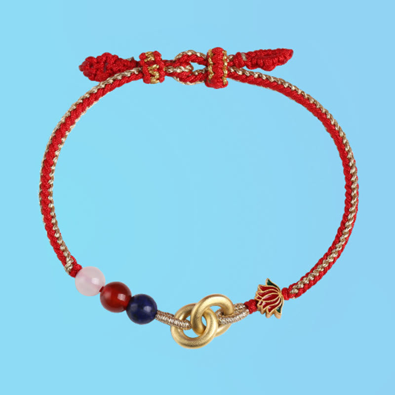 Bracelet en argent sterling avec boucle de paix et lotus pour la protection