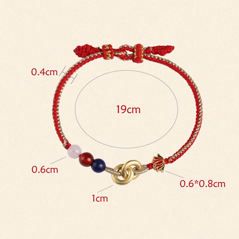 Bracelet en argent sterling avec boucle de paix et lotus pour la protection