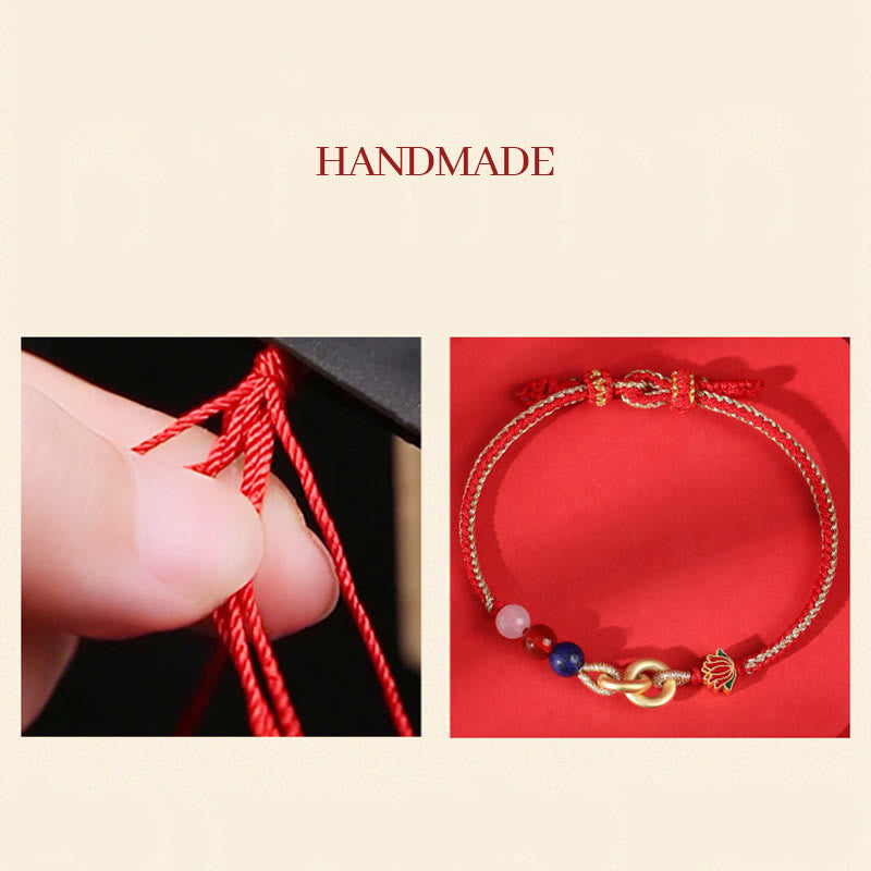 Bracelet en argent sterling avec boucle de paix et lotus pour la protection