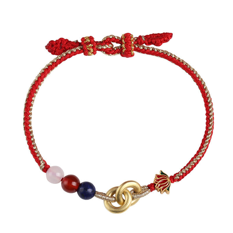 Bracelet en argent sterling avec boucle de paix et lotus pour la protection