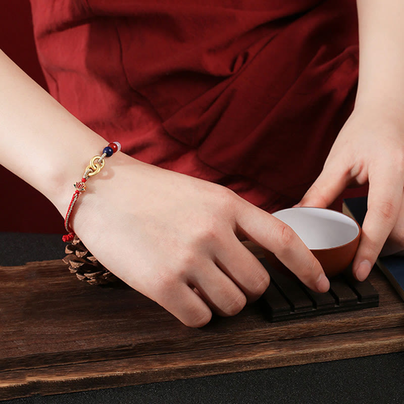Bracelet en argent sterling avec boucle de paix et lotus pour la protection