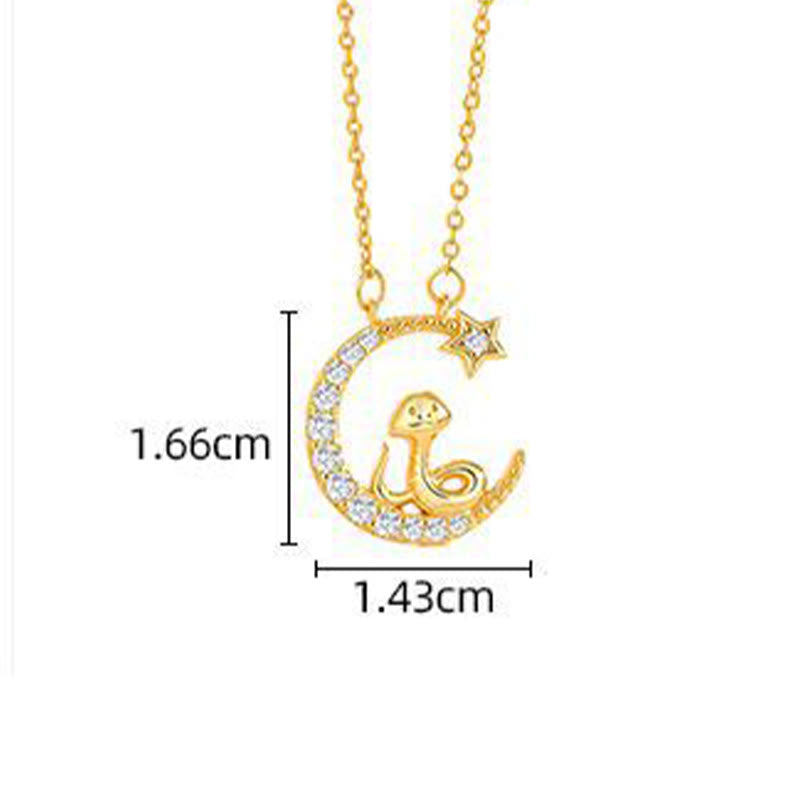 Pendentif serpent lune en argent sterling avec zircone pour bénédiction