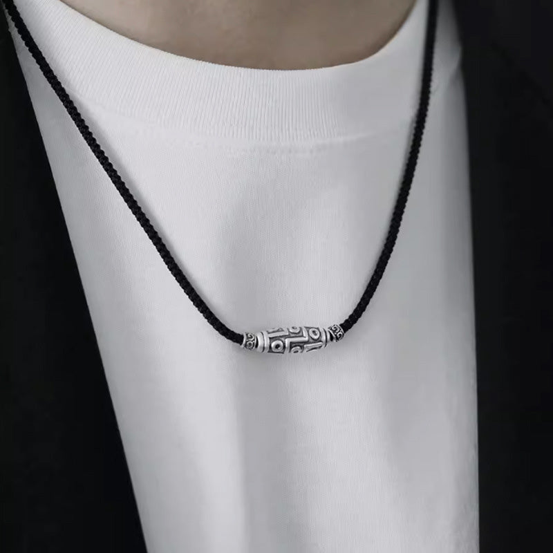 Collier de protection spirituelle en argent sterling avec perles dzi à neuf yeux