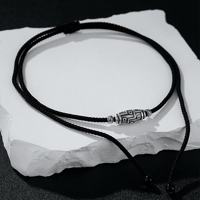 Collier de protection spirituelle en argent sterling avec perles dzi à neuf yeux