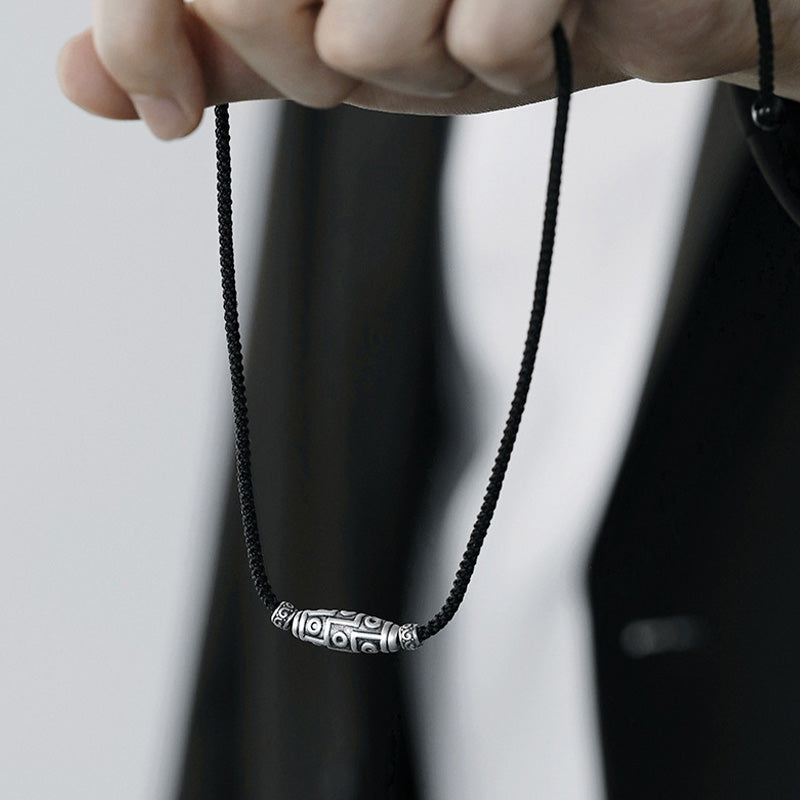 Collier de protection spirituelle en argent sterling avec perles dzi à neuf yeux