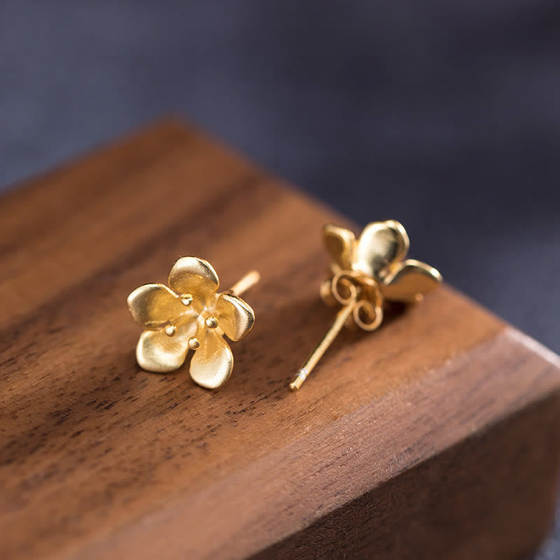 Boucles d'oreilles Balance en argent sterling en forme de fleur de pêcher
