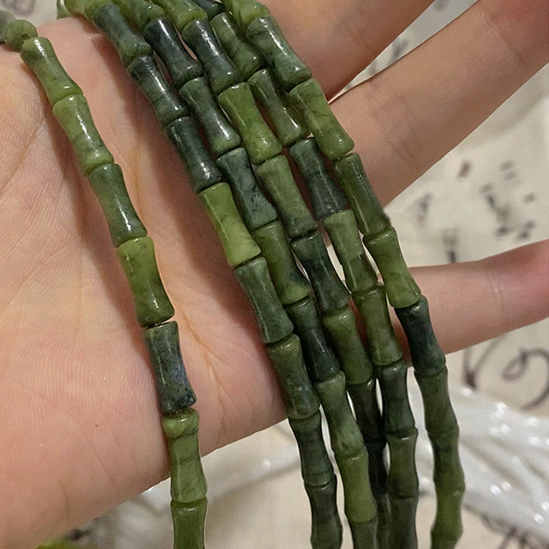 Bracelet spirituel en argent sterling et bambou péridot pour la chance