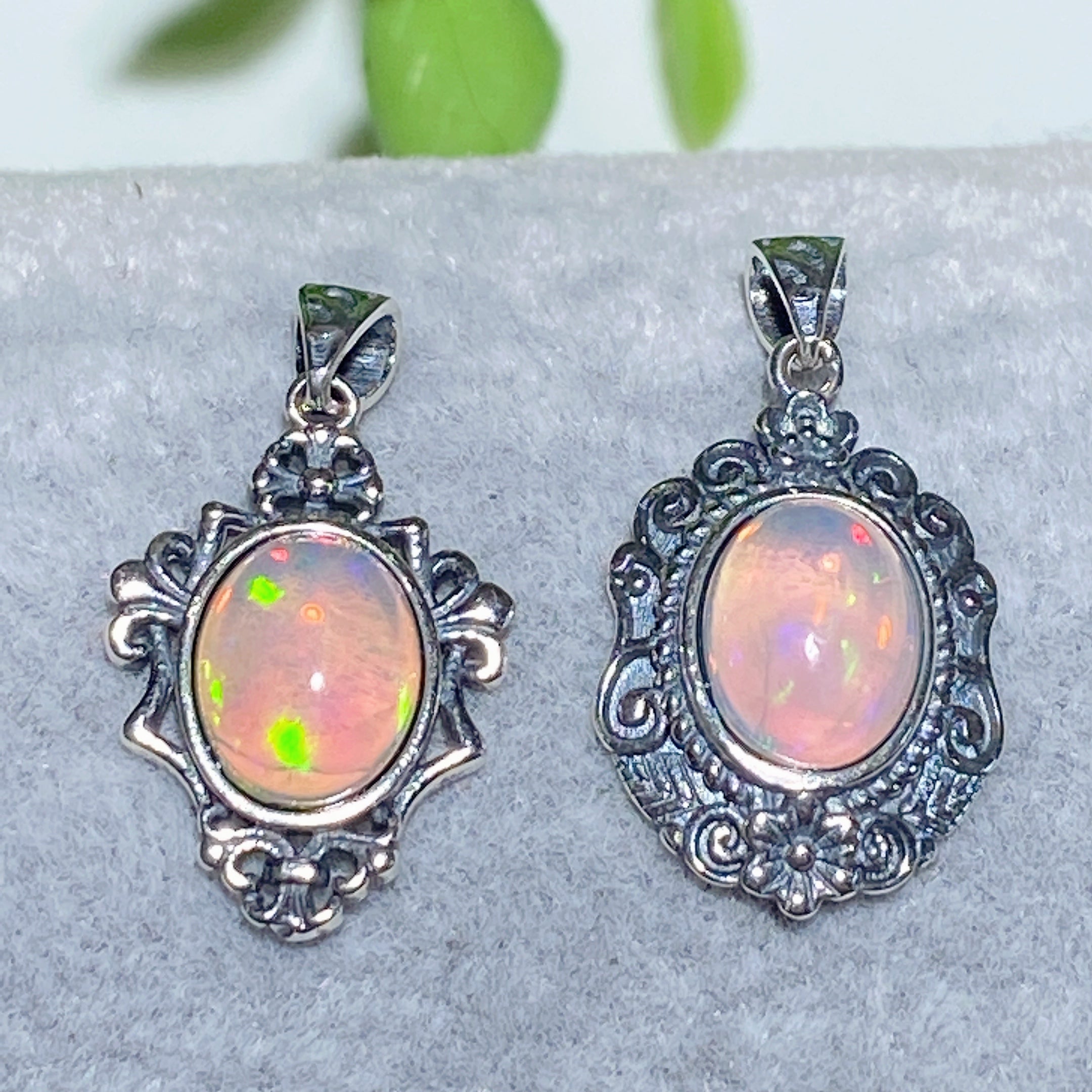 Sterling Silver Rainbow Opal Spiritual Pendant 20mm