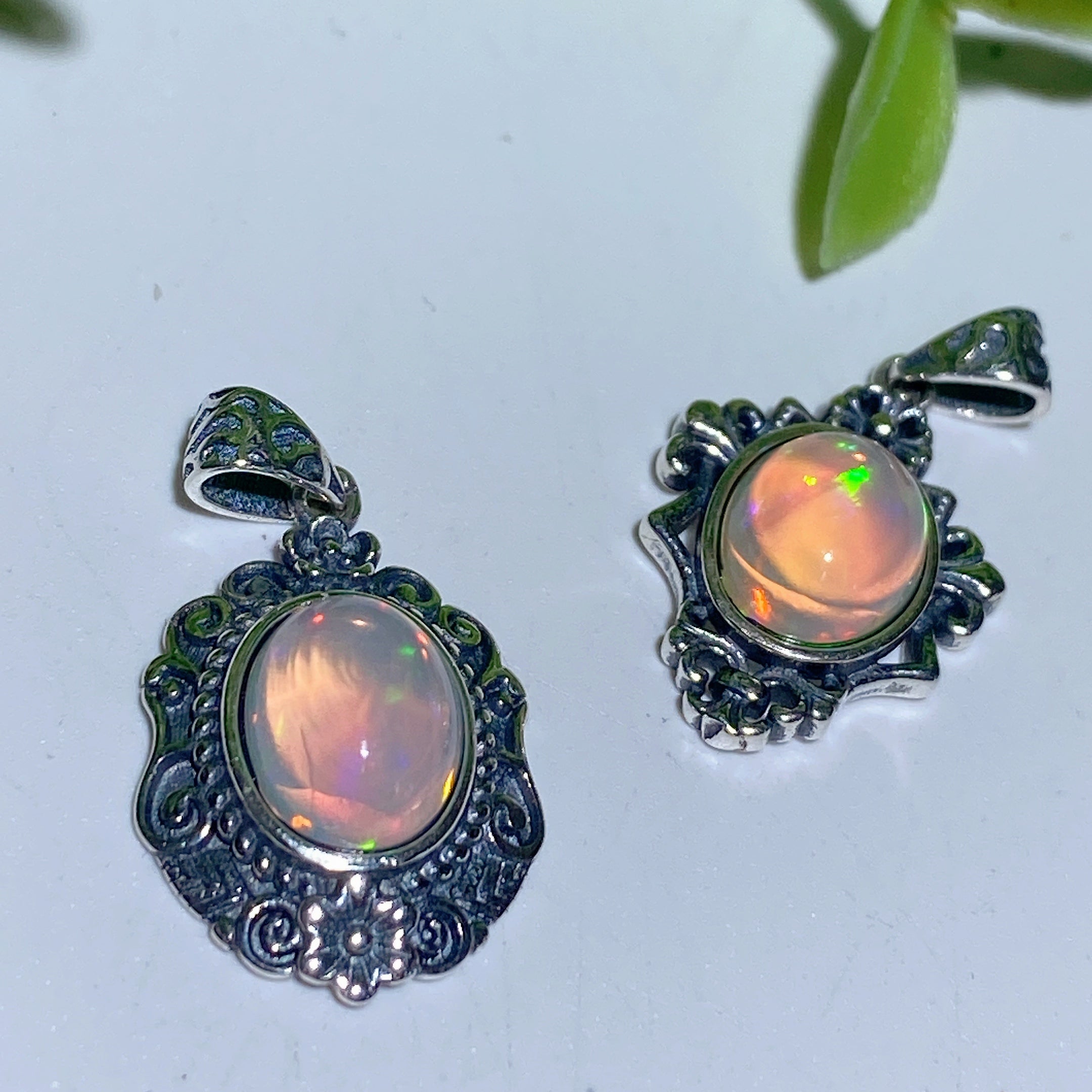 Sterling Silver Rainbow Opal Spiritual Pendant 20mm