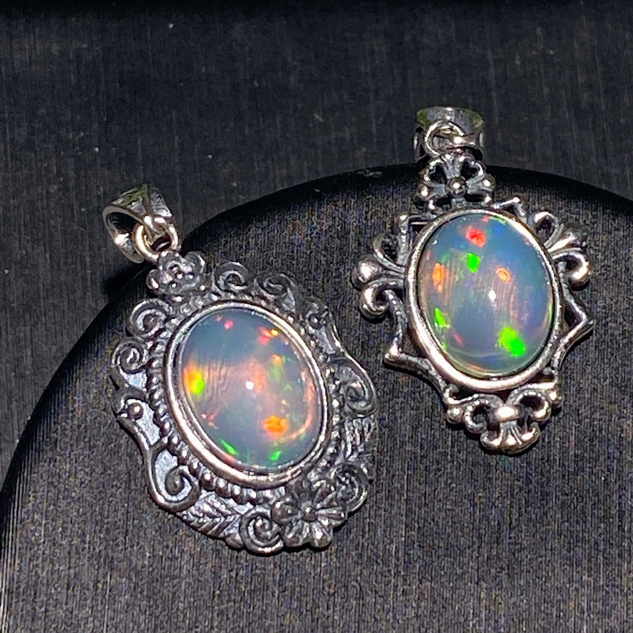 Sterling Silver Rainbow Opal Spiritual Pendant 20mm