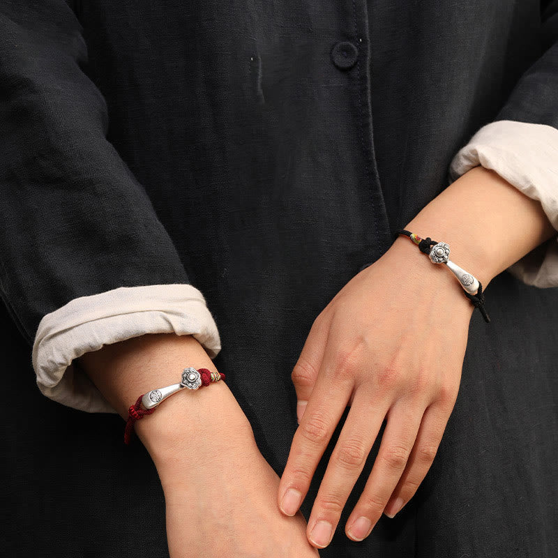 Bracelet de protection en argent sterling Ruyi avec fil rouge pour la chance