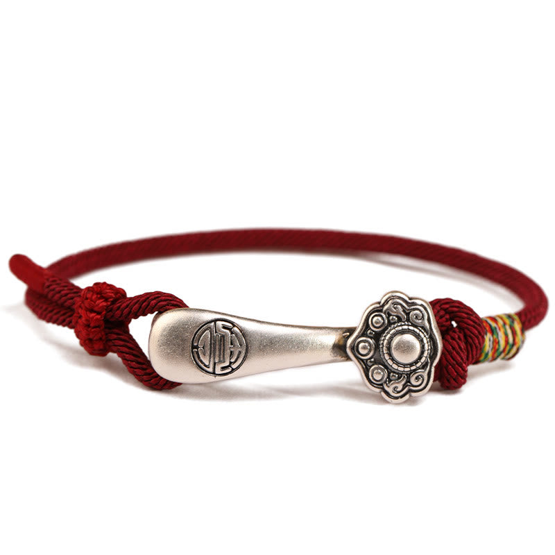 Bracelet de protection en argent sterling Ruyi avec fil rouge pour la chance