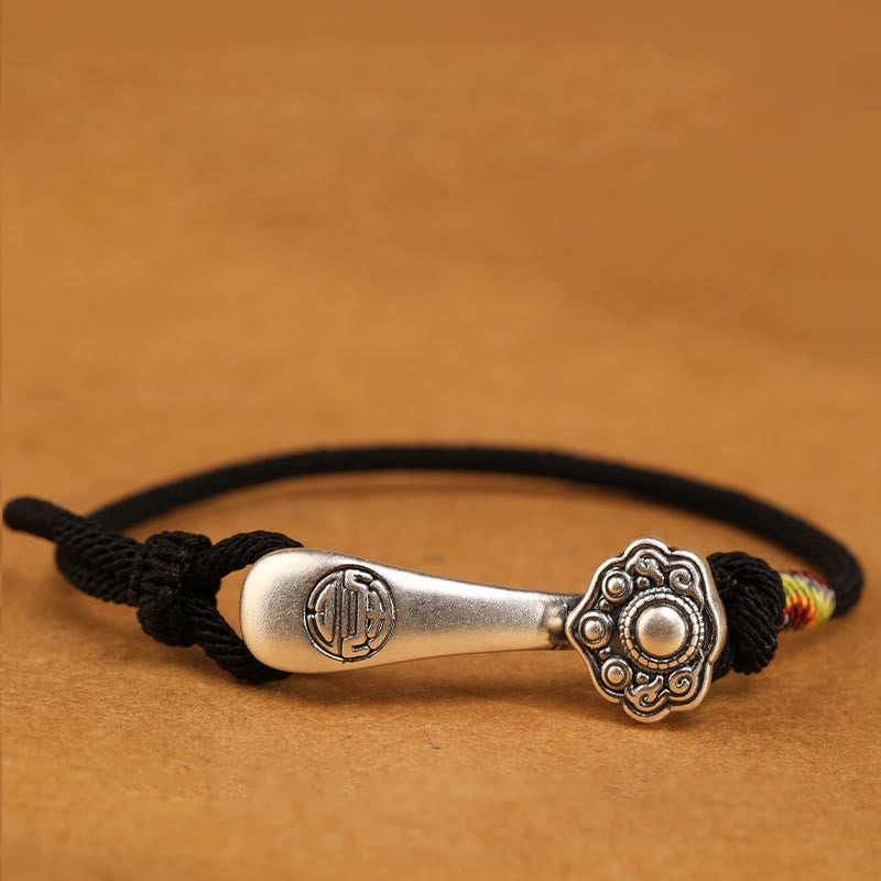 Bracelet de protection en argent sterling Ruyi avec fil rouge pour la chance