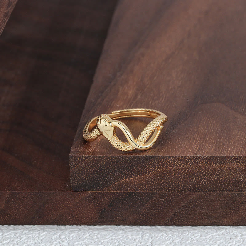 Bague ajustable en argent sterling avec motif serpent calme