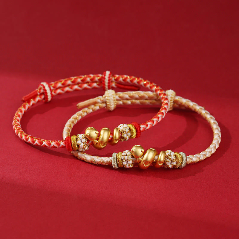 Bracelet porte-bonheur en argent sterling avec motif serpent dégradé de rouge