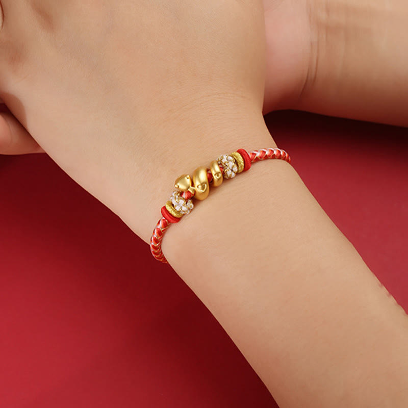 Bracelet porte-bonheur en argent sterling avec motif serpent dégradé de rouge