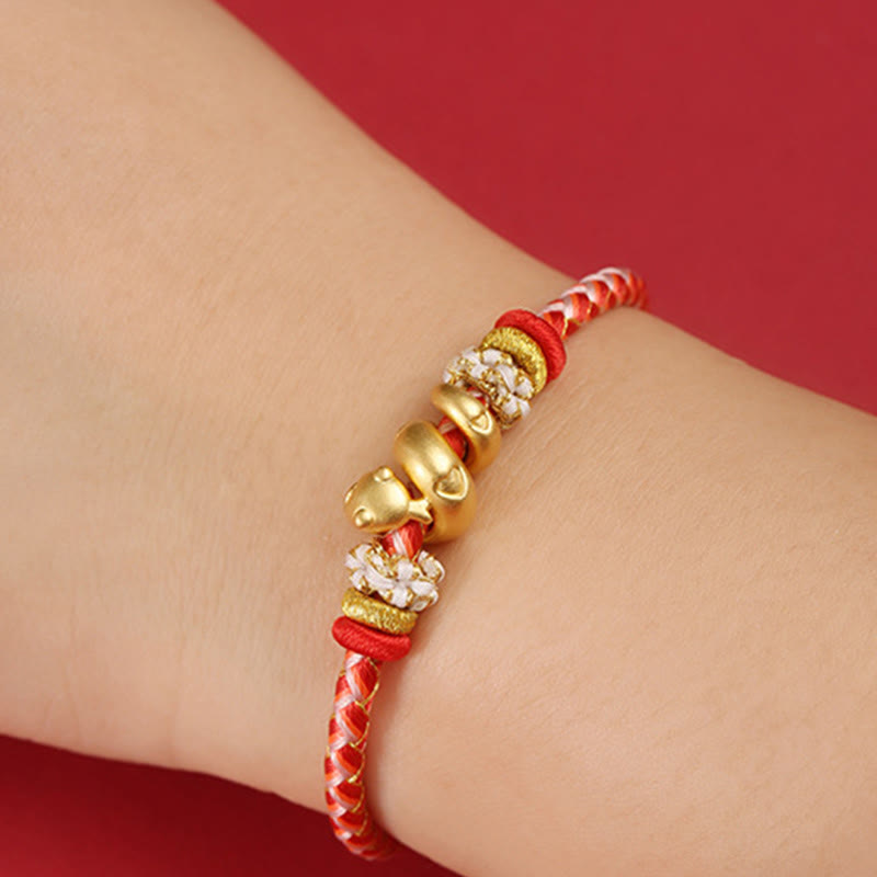 Bracelet porte-bonheur en argent sterling avec motif serpent dégradé de rouge