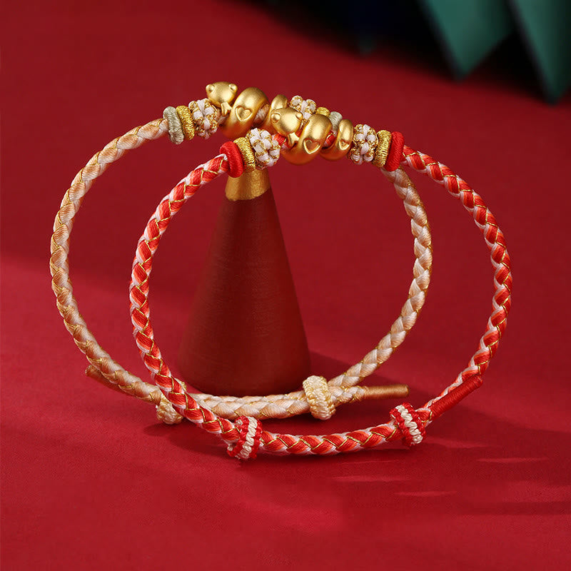 Bracelet porte-bonheur en argent sterling avec motif serpent dégradé de rouge