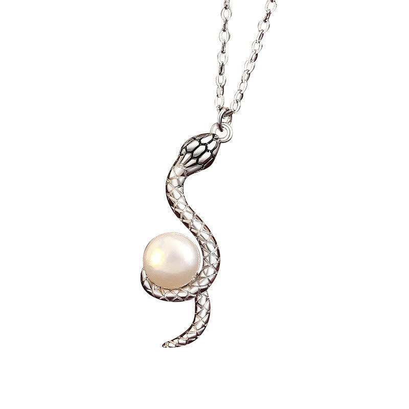 Collier de perles serpent en argent sterling pour la sagesse et la protection