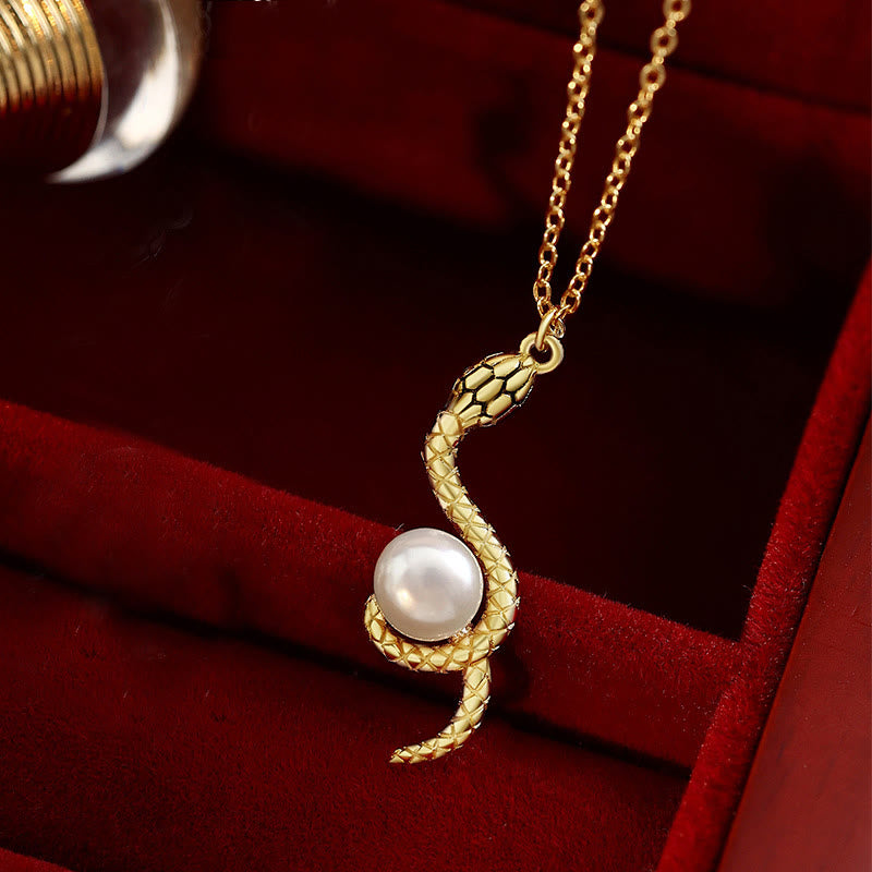 Collier de perles serpent en argent sterling pour la sagesse et la protection