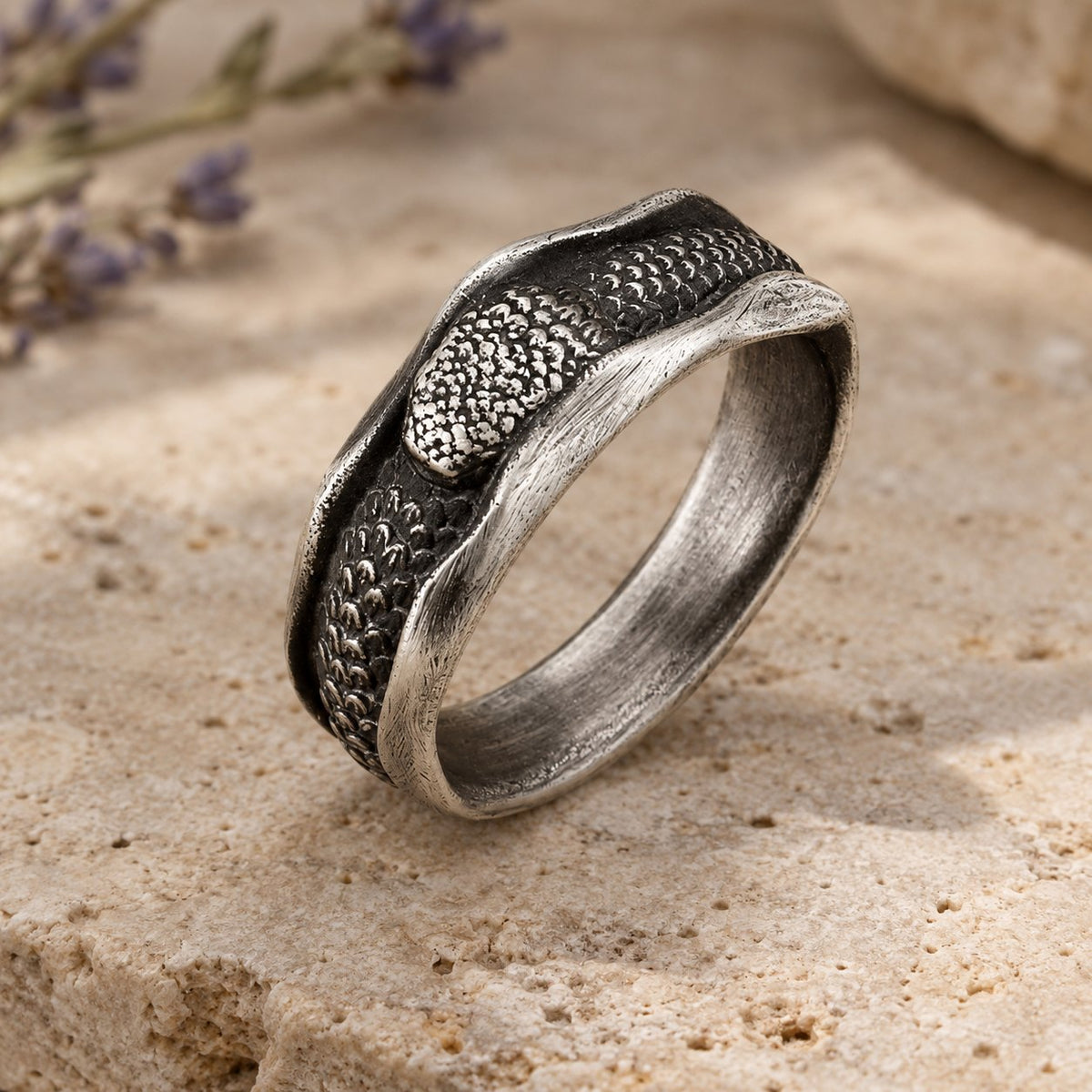 999 Sterling Silver Snake Protection Ring for Wisdom & Resilience, ring