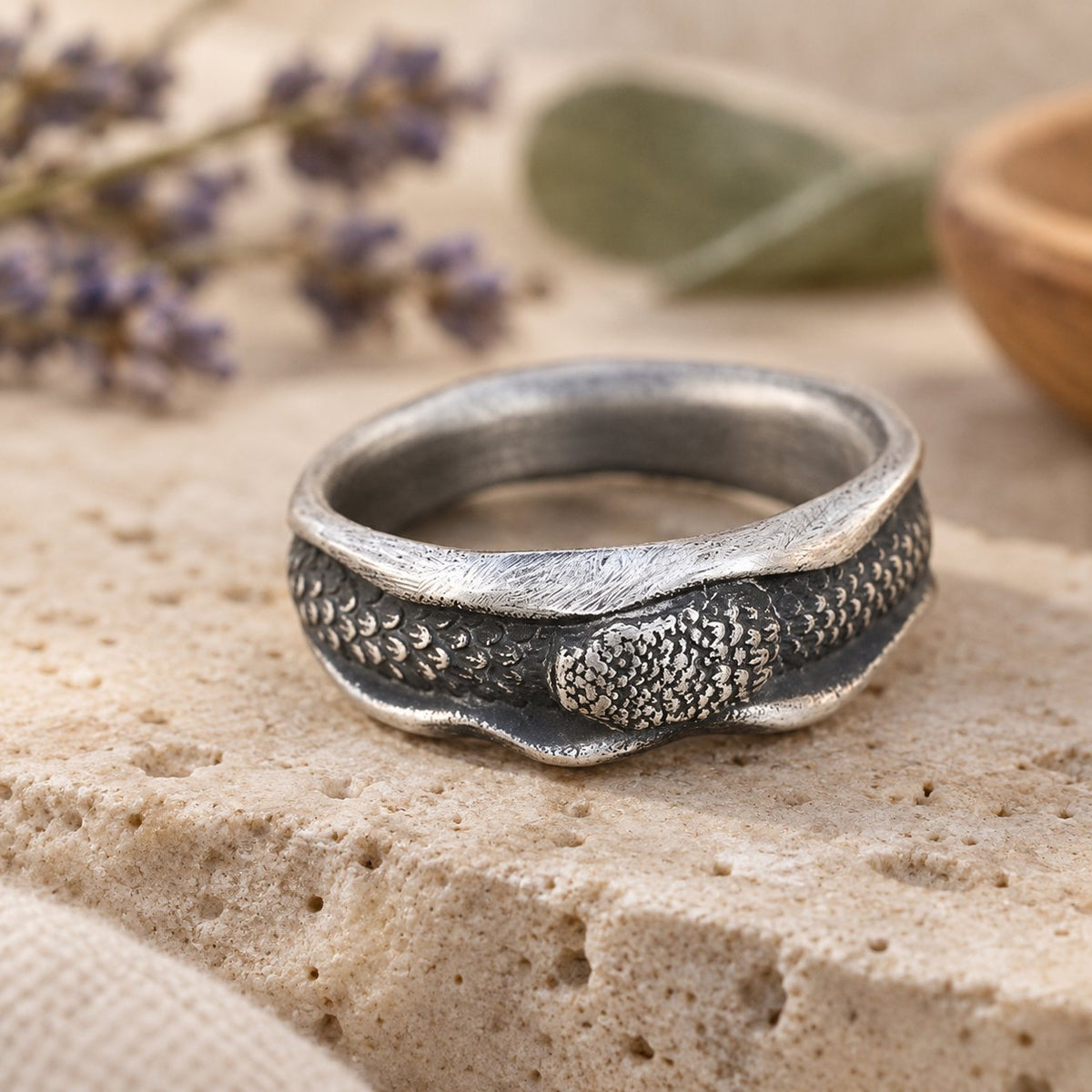 999 Sterling Silver Snake Protection Ring for Wisdom & Resilience, ring